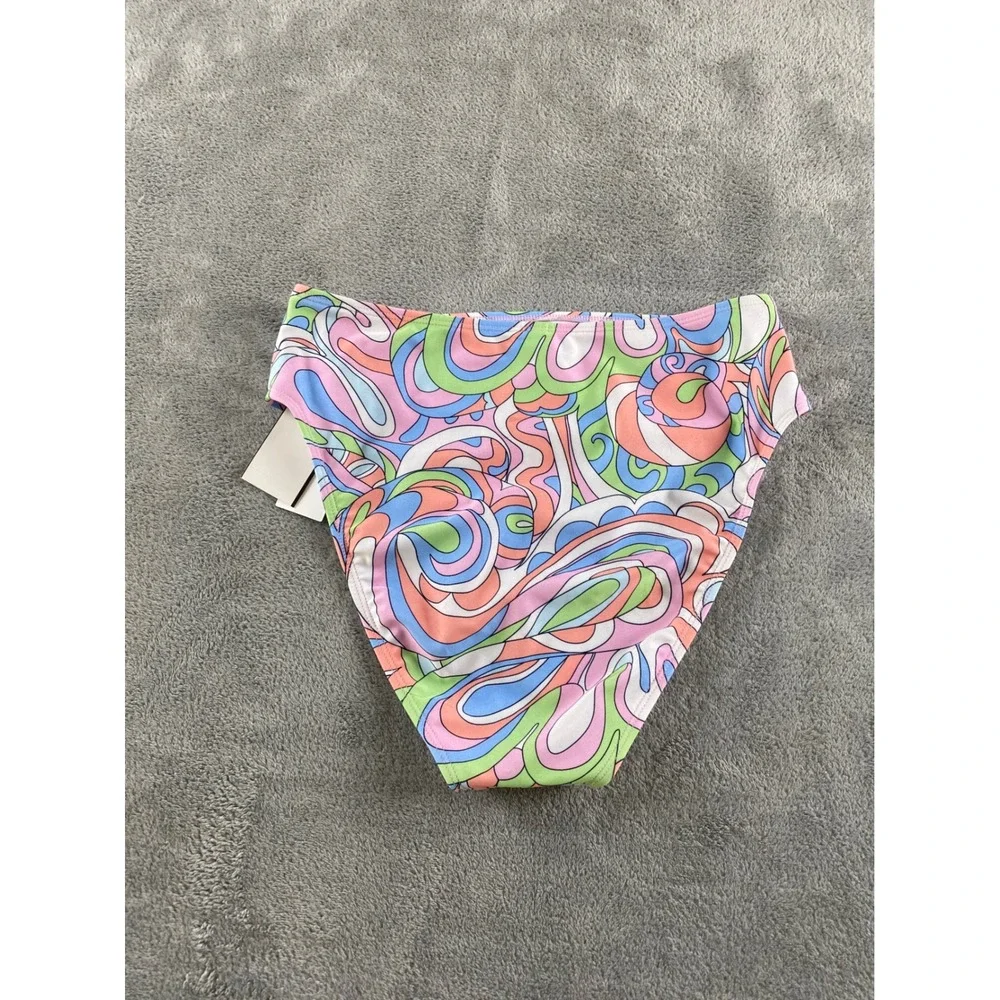 Salt + Cove Womens High Waist Bikini‎ Bottoms Psychedelic Swirl Multi Color Sz M